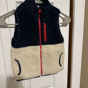 GAP Toddler Sherpa Vest in Blue and Cream
